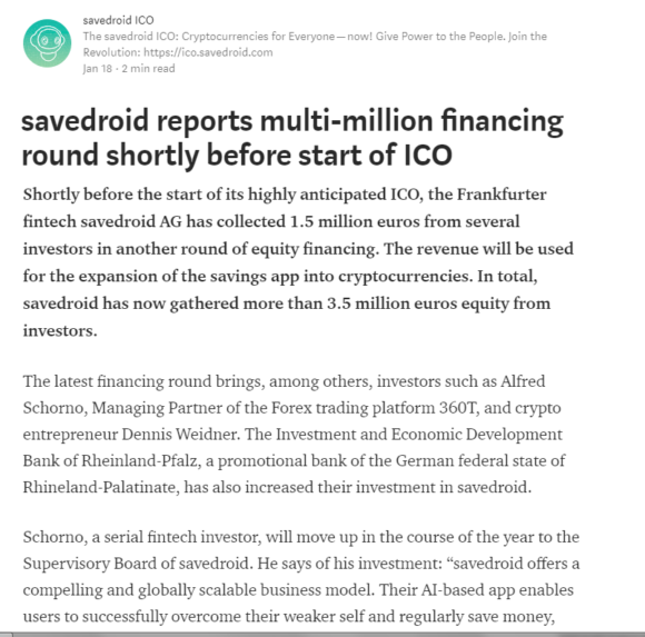 Another multi-million financing round for Savedroid? Another multi-million financing round for Savedroid?