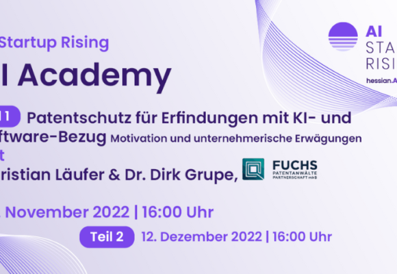 ONLINE: Patentschutz für Erfindungen mit KI- und Software-Bezug: Motivation und unternehmerische Erwägungen ONLINE: Patentschutz für Erfindungen mit KI- und Software-Bezug: Motivation und unternehmerische Erwägungen